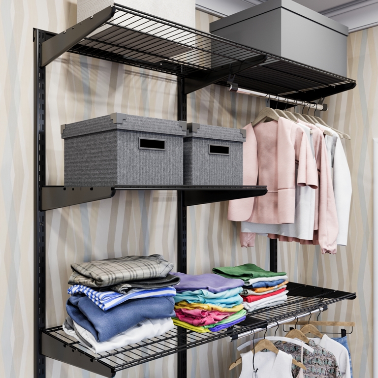 Стеллажи для гардеробной (64 фото): металлические сборные модели для одежды в гардеробе - выбор, дизайн и преимущества